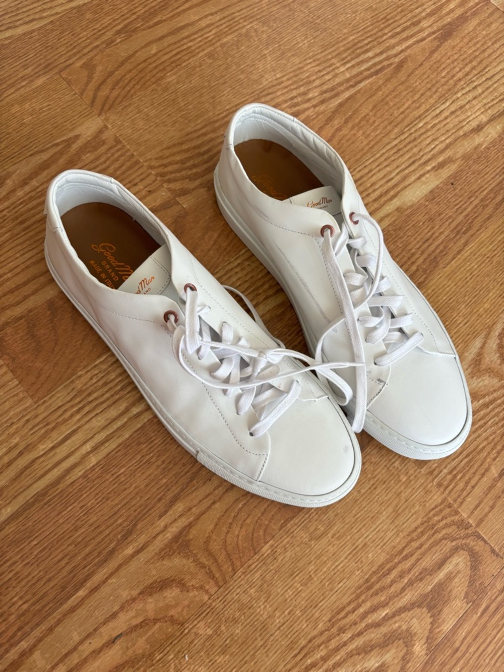 GoodMan White Italian Leather Sneakers – Men’s Size 11